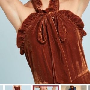 Kristinit from anthropology velvet romper. Size small. Brand new with tags.